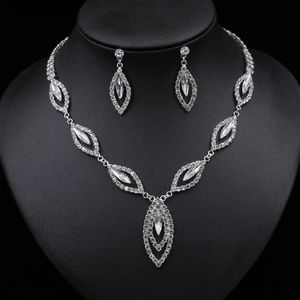 Flower Necklace leaf vine earring bridal set bling